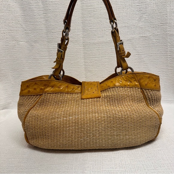 Prada Straw Ostrich Tote Naturale Soleil - Picture 6 of 15